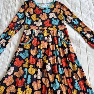 Sydney So Sweet Girls Disney Mickey Pumpkins Fall Long Sleeved Knit Dress 10/12